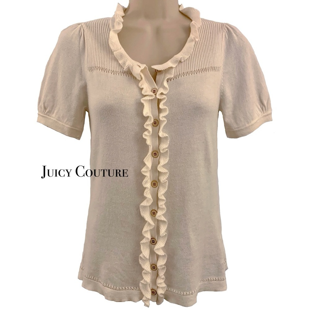 JUICY Couture Cream Ruffle Cotton Top Juniors 14